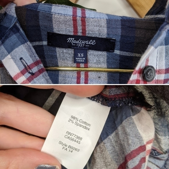 Madewell Plaid Mock Neck Half Button Tunic Top - Picture 5 of 8